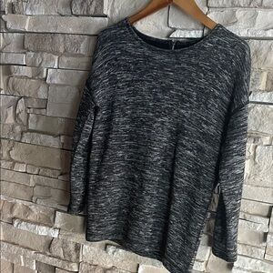 J. Crew Black and Gray Crew Neck Sweater